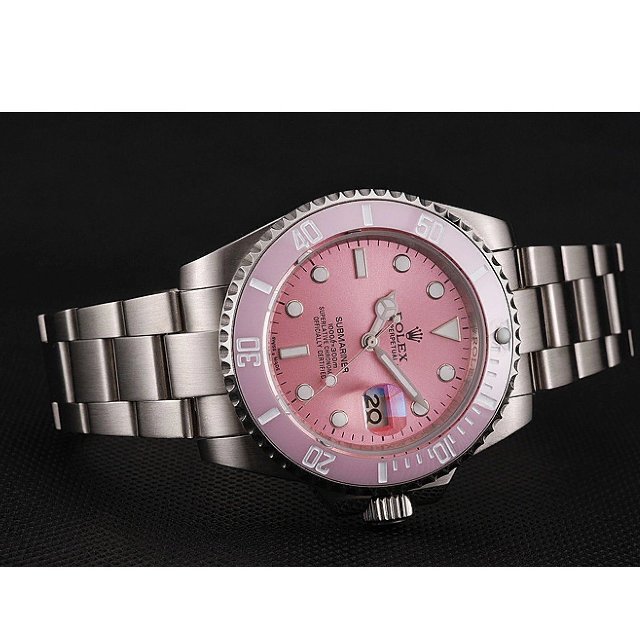 AAA replica watch Pink Steel Rolex Pink Submariner 1453865 Bracelet Bezel Dial Stainless 0612